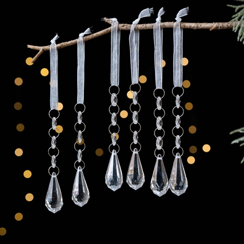 Clear Acrylic Christmas Snowflake Ornaments Crystal Icicle Pendants For Holiday Wedding Xmas Tree Hanging Decorations