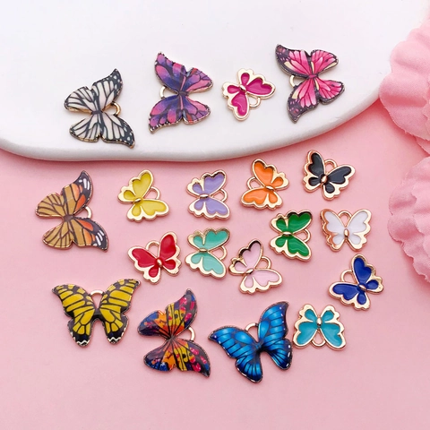 Accessoires de Pendentifs Papillon en Émail et Alliage de Zinc DIY pour Fabrication de Collier Bracelet Boucle d'Oreille Imprimé