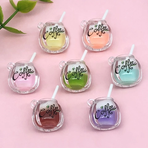 Luminous Miniature Resin Coffee Cup Charms For DIY Jewelry Making Pendants For Keychain Hair Accessories Coffee Cup Collection