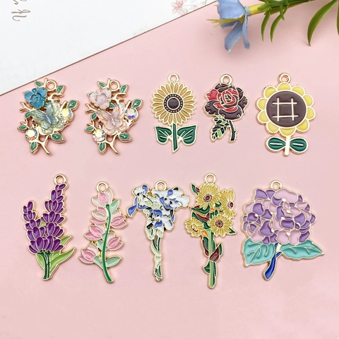 Ciondoli in Lega Smaltata a Forma di Fiore e Farfalla per Creazione Gioielli Fai Da Te Girasole Rosa Iris per Collane Portachiavi Orecchini
