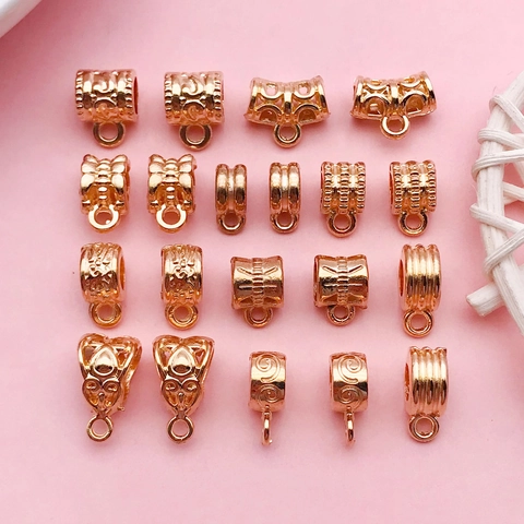 Vintage Zinc Alloy Bail Beads KC Gold DIY Jewelry Connectors For Bracelet Necklace Making Retro Geometric Pendant Bail Components
