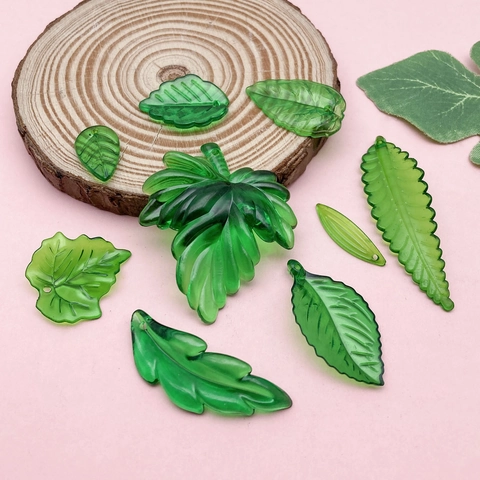 Acrylic Green Leaf Pendants Maple Leaf Charms For DIY Jewelry Making Bracelet Necklace Accessories Botanical Fresh Style