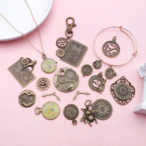 Vintage Steampunk Zinklegering Klok Tandwiel Hangers Voor DIY Sieraden Maken Antiek Brons Mechanische Ketting Charms Accessoires