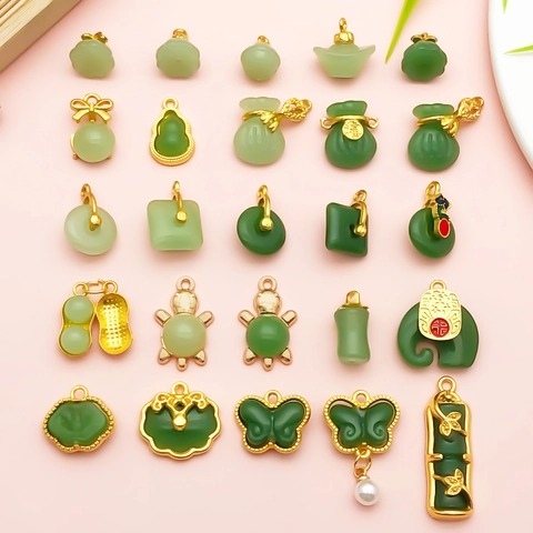 Chinese Style Vintage Alloy Glace Lucky Bag Ruyi Pendants For DIY Bracelet Necklace Auspicious Cloud Pingan Buckle Jewelry Accessories