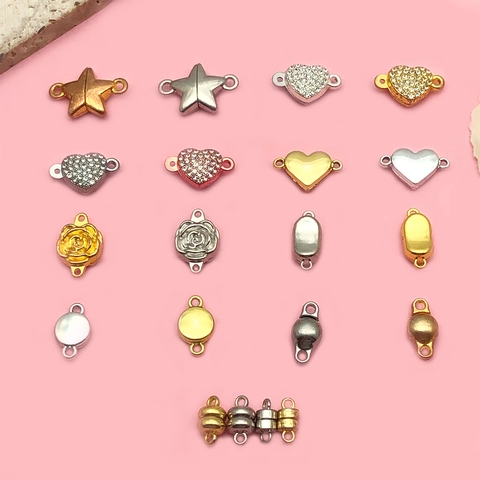Zinc Alloy Magnetic Clasps Heart Rose Star Shape Rhinestone Connectors For DIY Bracelet Necklace Jewelry Making Findings