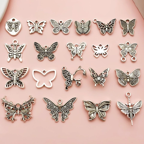 Vintage Alloy Butterfly Pendants Hollow Out Insect Shape Charms For DIY Necklace Bracelet Earring Making Women Jewelry Accessories
