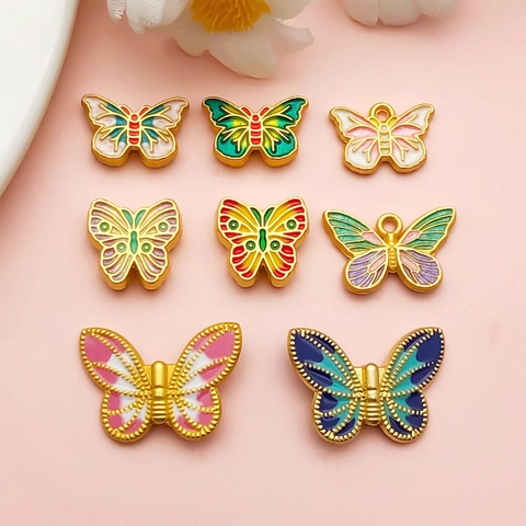Chinese Stijl Emaille Vlinder Chinese Knoop Legering Tussenkralen Voor Sieraden Maken DIY Handgemaakte Mat Goud Metalen Kralen Accessoires