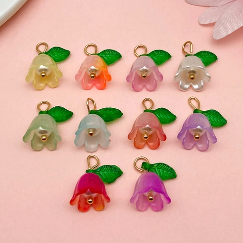 Acrylic Lily Of The Valley Flower Pendants Resin Leaf DIY Jewelry Making Pendants For Earrings Keychains Women Accessories