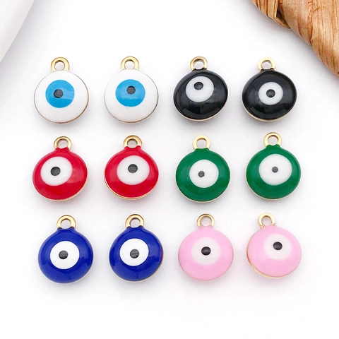 Ciondolo Rotondo Malocchio in Acciaio Inossidabile Smaltato a Doppia Faccia per Creazione Gioielli DIY Collane Bracciali Accessori Artigianali