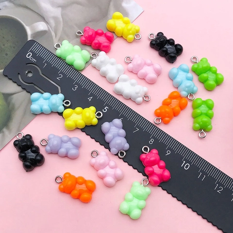 Colgantes de Oso de Acrílico Multicolor Color Caramelo Dijes de Oso de Resina para Creación de Joyas DIY Llaveros Pendientes Accesorios Hechos a Mano