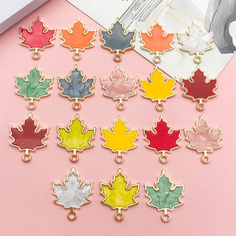 Maple Leaf Alloy Enamel Pendants For Thanksgiving DIY Jewelry Making Earring Necklace Bracelet Charms Accessory Gift