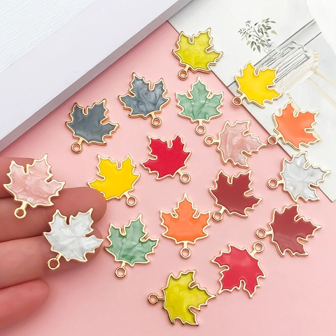 Maple Leaf Alloy Enamel Pendants For Thanksgiving DIY Jewelry Making Earring Necklace Bracelet Charms Accessory Gift