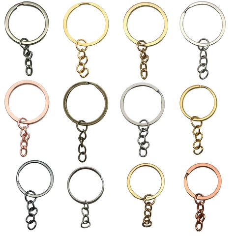 Metal Split Key Ring With Chain Bulk For DIY Jewelry Making Round Key Ring Accessories Craft Findings Connector Hardware