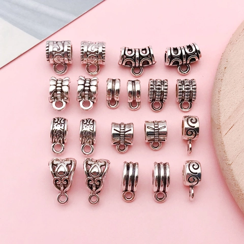 Antique Silver Alloy Bails For Jewelry Making DIY Bracelet Necklace Pendant Connectors Hollow Pattern Jewelry Findings