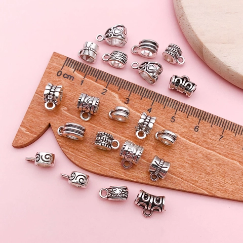 Antique Silver Alloy Bails For Jewelry Making DIY Bracelet Necklace Pendant Connectors Hollow Pattern Jewelry Findings