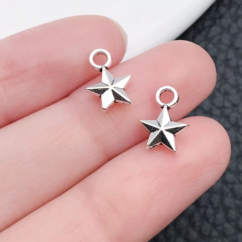 Gothic Alloy Star Moon Pendants Cute Quirky Silver Plated Charms For Women DIY Earring Jewelry Making Accessory Pendant Only
