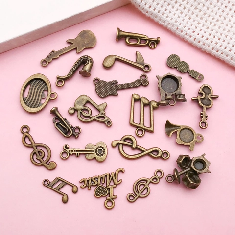 Vintage Musical Instrument Charms Antique Bronze Zinc Alloy Pendants For DIY Necklace Bracelet Earrings Jewelry Making Music Note Charms