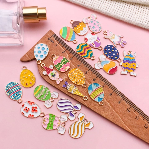 Easter Enamel Zinc Alloy Cartoon Bunny Egg Chick Gnome Pendants Charms For DIY Bracelet Necklace Jewelry Making Accessories