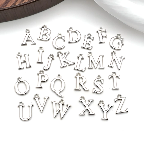 Alfabeto Lega Ciondolo Charms Colore Argento Fai-da-te Gioielli Accessori per Collana Bracciale Orecchini Artigianato di Moda