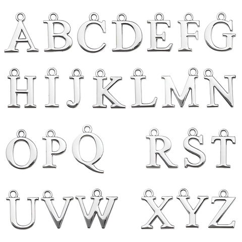 Alfabeto Lega Ciondolo Charms Colore Argento Fai-da-te Gioielli Accessori per Collana Bracciale Orecchini Artigianato di Moda