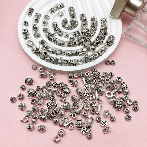 Perline Distanziatrici in Lega di Zinco Argento Antico Modelli Floreali Stella Croce Per DIY Bracciale Collana Gioielli