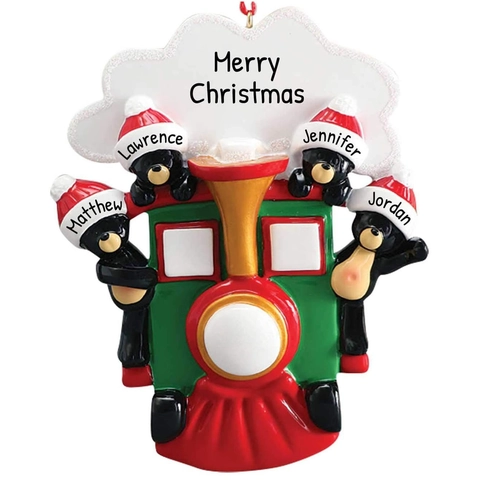 Ornamento Pendente Treno degli Orsi di Natale in Resina Decorazione Albero per Famiglia Stampato Festivo Casa Festa Regalo