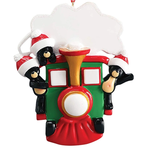 Ornamento Pendente Treno degli Orsi di Natale in Resina Decorazione Albero per Famiglia Stampato Festivo Casa Festa Regalo