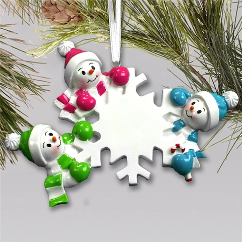 Decorazione Natalizia da Appendere in Resina Famiglia di Pupazzi di Neve Fiocco di Neve Fai-da-te Personalizzato per Albero di Natale Casa Festa