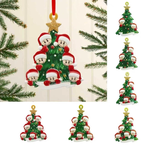 Addobbo per Albero di Natale in Resina Ciondolo a Forma di Pupazzo di Neve Personalizzato Per Famiglia Con Stella Oro Decorazione
