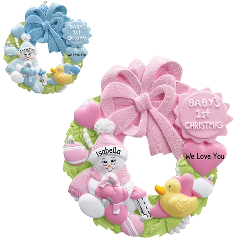 Ornamento Natalizio in Resina e Lega per il Primo Natale del Bambino Con Fiocco Anatra Gialla Cuore Decorativo Ciondolo da Appendere