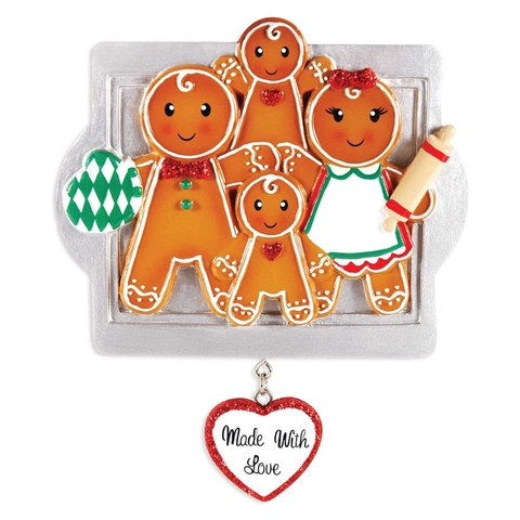 Weihnachten Lebkuchenmann Familie Hänger Harz Weihnachtsbaum Deko Mit Made With Love Herz Anhänger Für Zuhause Party