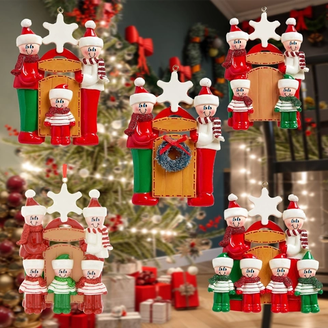 DIY Personalisierte Harz Weihnachten Familie Hängendes Ornament Schlitten Schneeflocke Weihnachtsbaum Dekoration Für Festliche Zuhause Party