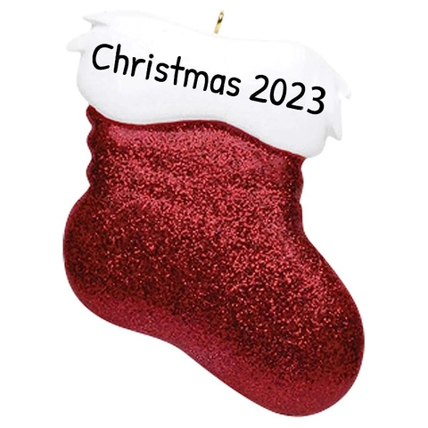 Pendente a Calza di Natale in Resina DIY Decorazione Appesa per Albero di Natale Dipinta a Mano con Brillantini per Casa