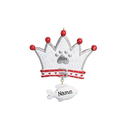 Addobbo Natalizio a Corona di Gatto in Resina Dipinto a Mano Impronta di Zampa Forma di Pesce Decorazione Sospesa per Albero