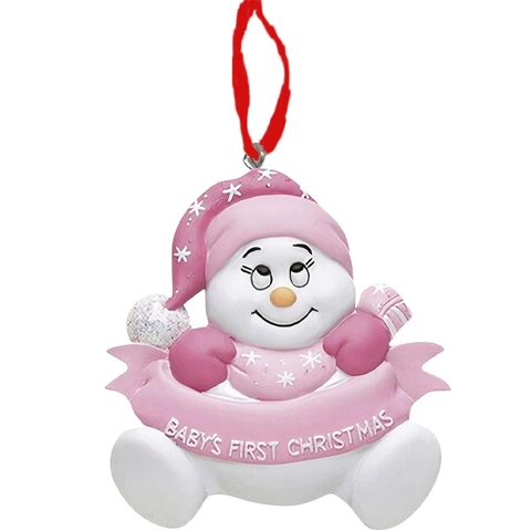Resin Schneemann Weihnachtsschmuck Baby's First Christmas Gedenkanhänger Pink Blau Rot Festival Haus Dekor