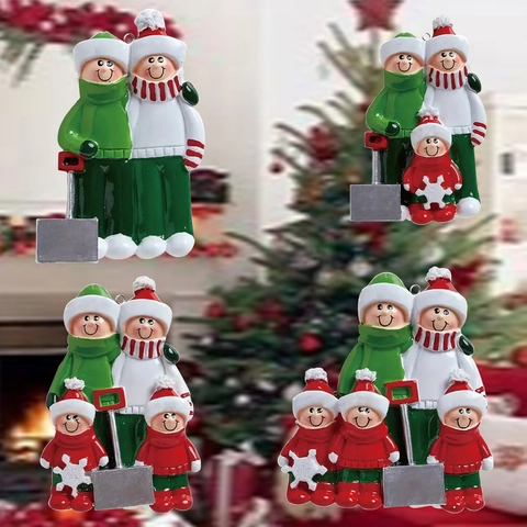 Natale Famiglia Slitta Resina Ornamento Sospeso Dipinto a Mano DIY Nome Personalizzato Albero di Natale Decorazione Regalo