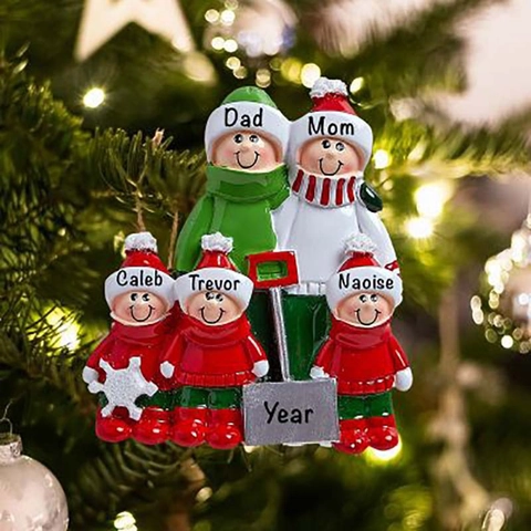 Natale Famiglia Slitta Resina Ornamento Sospeso Dipinto a Mano DIY Nome Personalizzato Albero di Natale Decorazione Regalo