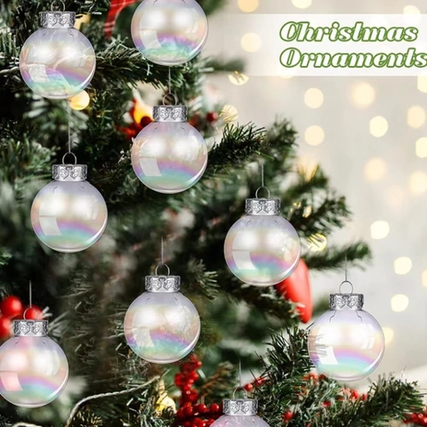 Boules de Noël Transparentes Irisées en Plastique Arc-en-ciel Suspendues pour Arbre Festif Décoration de Fête de Vacances Maison