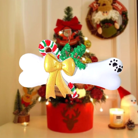 Weihnachtsbaum Harz Knochen Anhänger Schleife Zuckerstange Haustier Thema Handbemalt Urlaub Deko Personalisiert DIY Geschenk