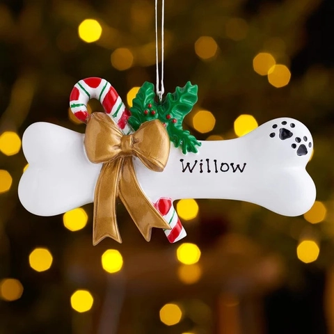 Weihnachtsbaum Harz Knochen Anhänger Schleife Zuckerstange Haustier Thema Handbemalt Urlaub Deko Personalisiert DIY Geschenk