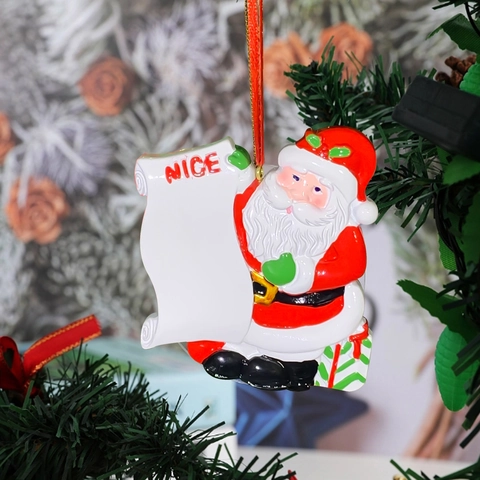 Harz Handbemalt Weihnachtsmann Ornament Mit DIY Schriftrolle Für Weihnachtsbaum Hängende Dekoration Festival Haus Geschenk