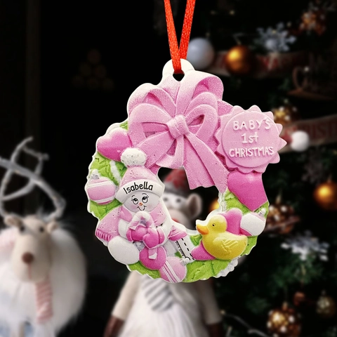 Addobbo per Albero di Natale in Resina Primo Natale del Bambino Pupazzo di Neve Ghirlanda Anatroccolo Fiocco Decorazione Festiva