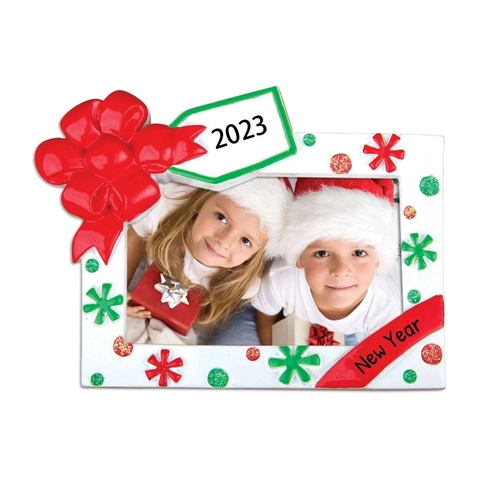 Ornamento Pendente Cornice DIY Natale Resina Dipinto a Mano Fiocchi di Neve Fiocco Decorazione per Albero Personalizzabile