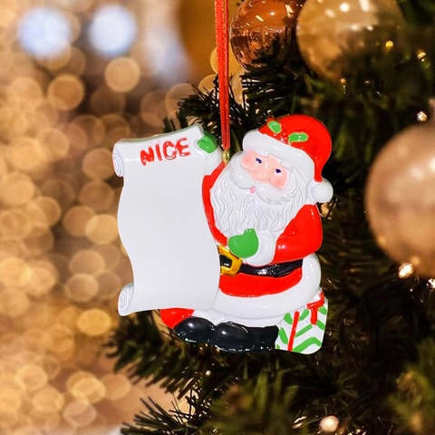 Harz Handbemalt Weihnachtsmann Ornament Mit DIY Schriftrolle Für Weihnachtsbaum Hängende Dekoration Festival Haus Geschenk