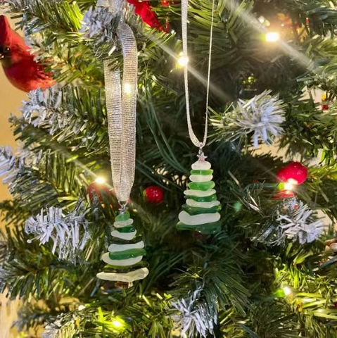 Ornamento Per Albero Di Natale In Stile Vetro Marino Fatto A Mano Decorazione Sospesa In Acrilico Con Stella E Nastro