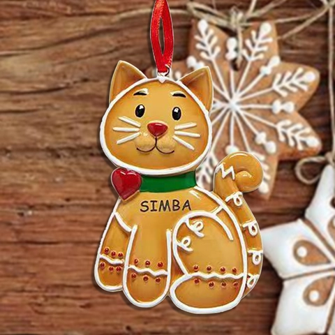 Gingerbread Style Resin Christmas Hanging Ornament Adorable Printed Cat Dog Shape Festive Tree Decor For Holiday Party Home