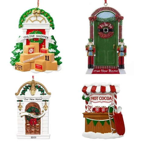 Addobbo Natalizio a Forma di Casa in Resina Decorazione per Nuova Casa Ciondolo Porta Hot Cocoa Shopper Regalo