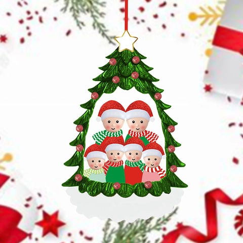 Personalisiertes Harz Weihnachtsbaum Familie Hängeornament Niedliche Cartoon Familienfigur Festliche Haus Weihnachten Dekoration Geschenk
