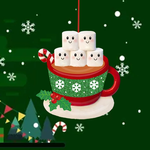 Hars Kerstornament Cartoon Marshmallow Warme Chocolademelk Mok Hangende Decoratie Voor Kerstboom Holiday Home Decor Cadeau