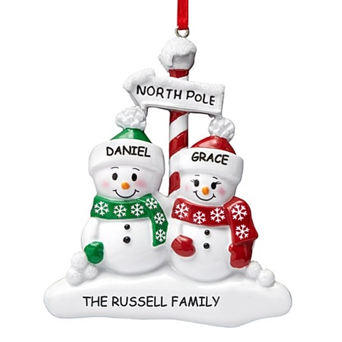 Christmas Snowman Family Hanging Ornament Resin North Pole Sign Festive Tree Decoration Holiday Gift Home Party Decor
